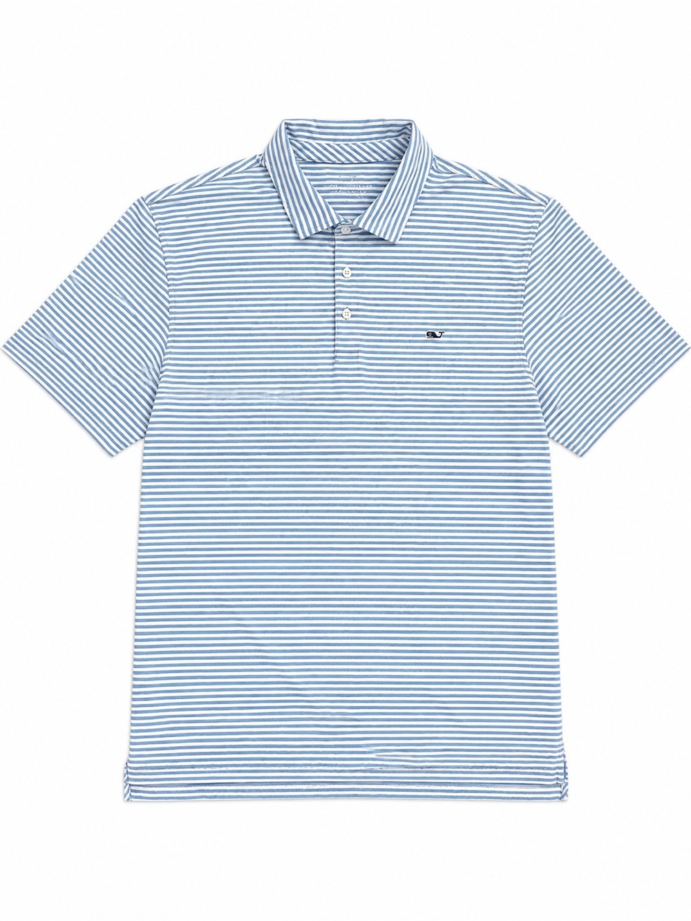 Vineyard Vines Performance Polo Shirt Large Blue White Striped Golf Stretch